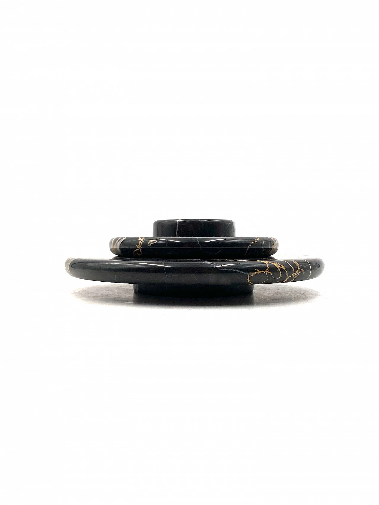 3 Stackable centerpieces in Portoro black marble by Casigliani, 1970s 1