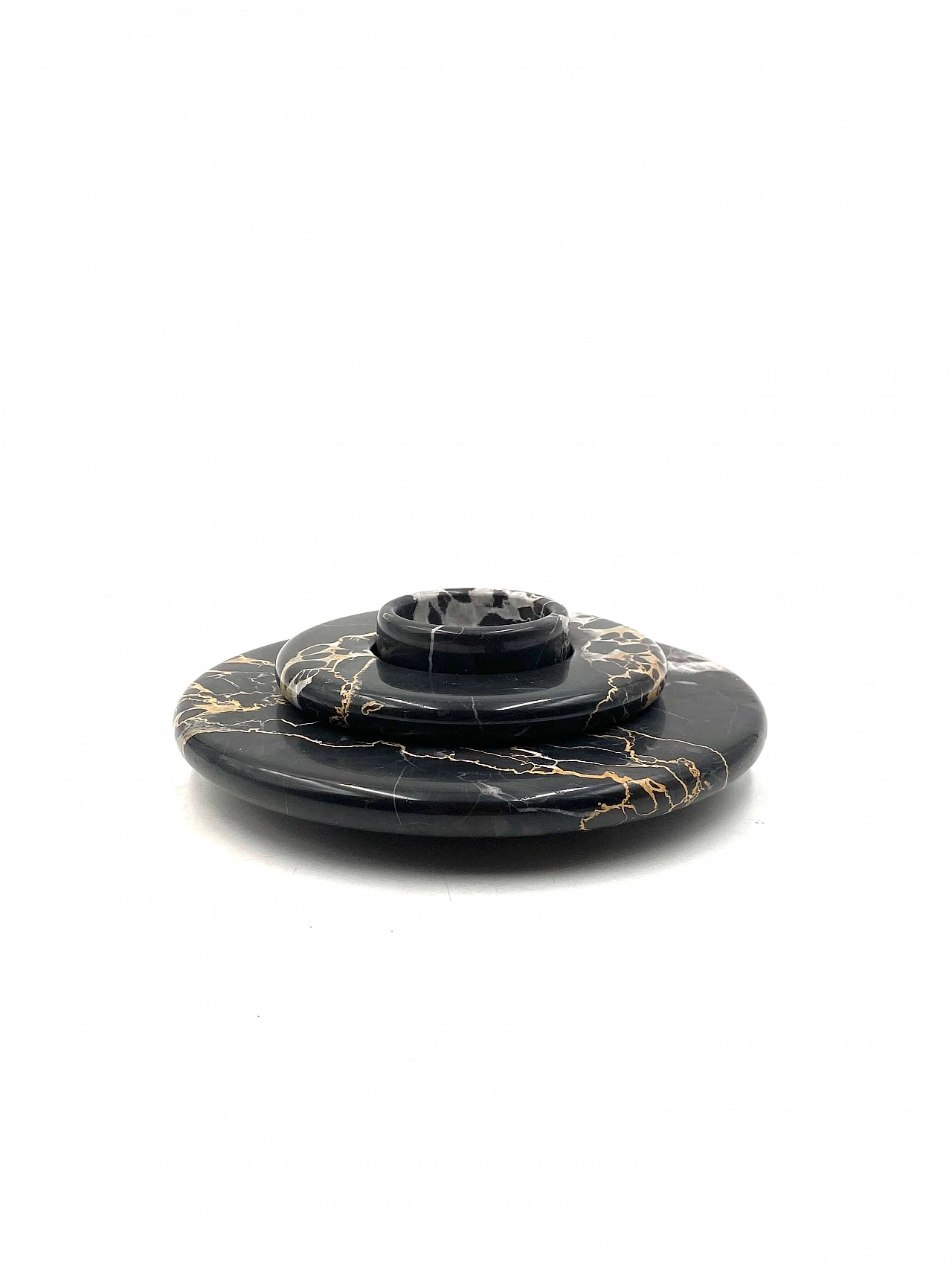 3 Stackable centerpieces in Portoro black marble by Casigliani, 1970s 3