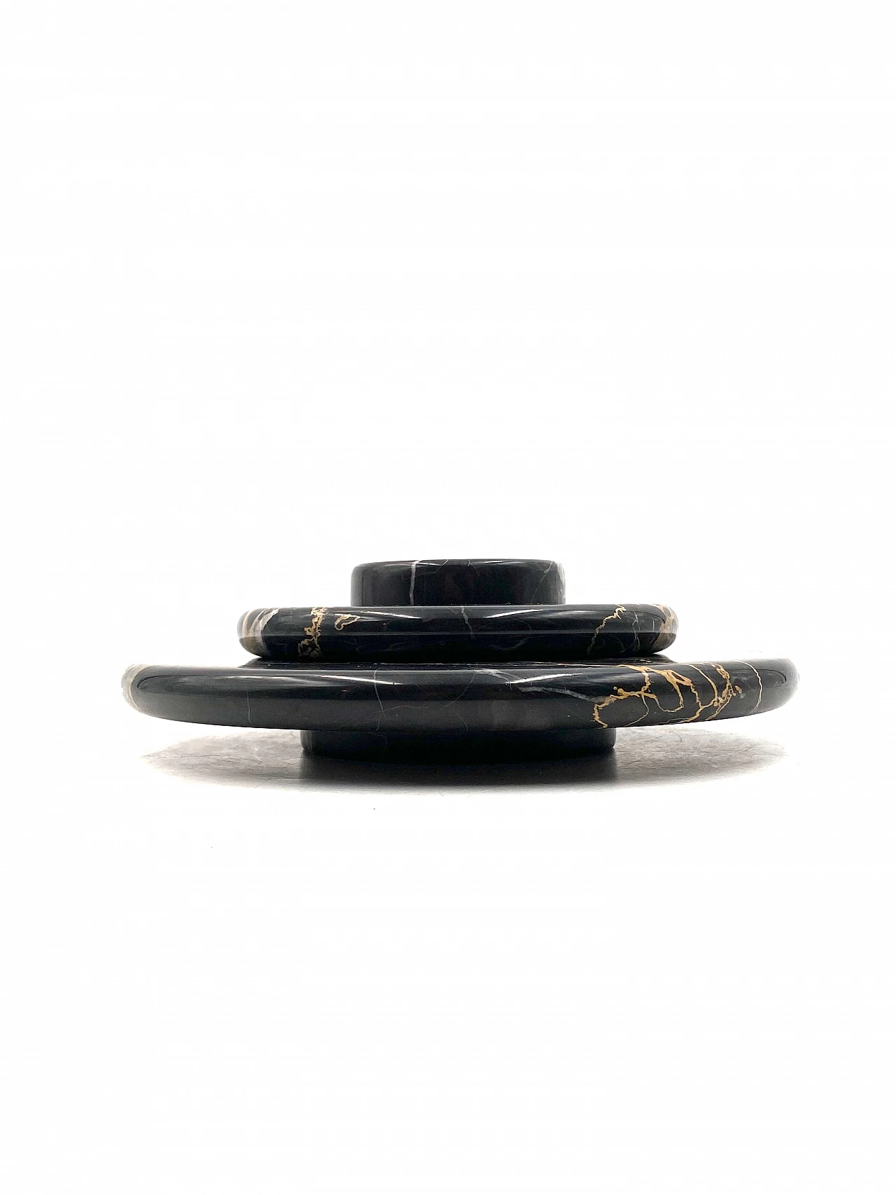3 Stackable centerpieces in Portoro black marble by Casigliani, 1970s 6