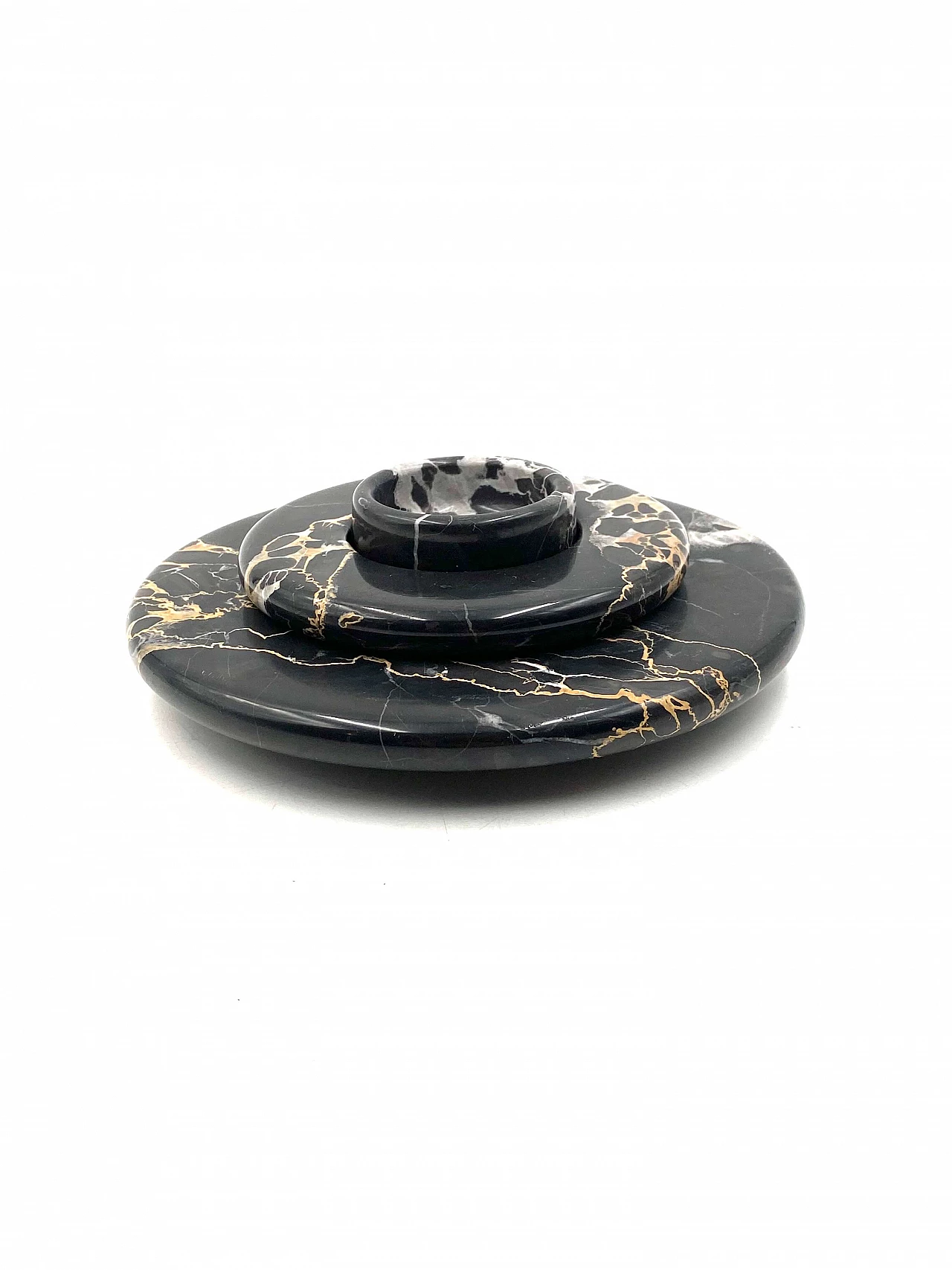 3 Stackable centerpieces in Portoro black marble by Casigliani, 1970s 7
