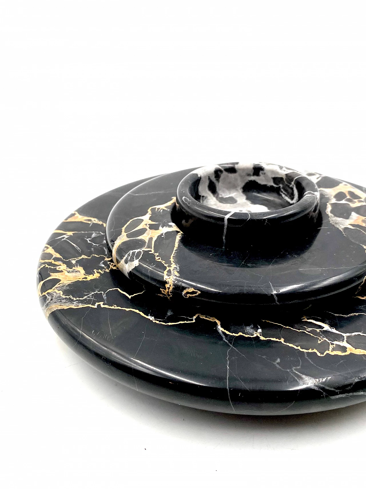 3 Stackable centerpieces in Portoro black marble by Casigliani, 1970s 10