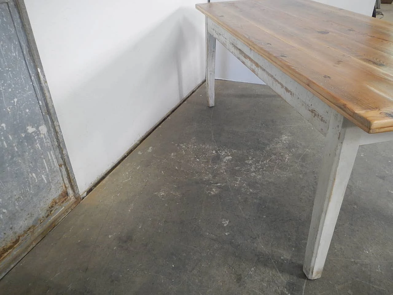 White varnished spruce and larch table with drawer, 1970s 7