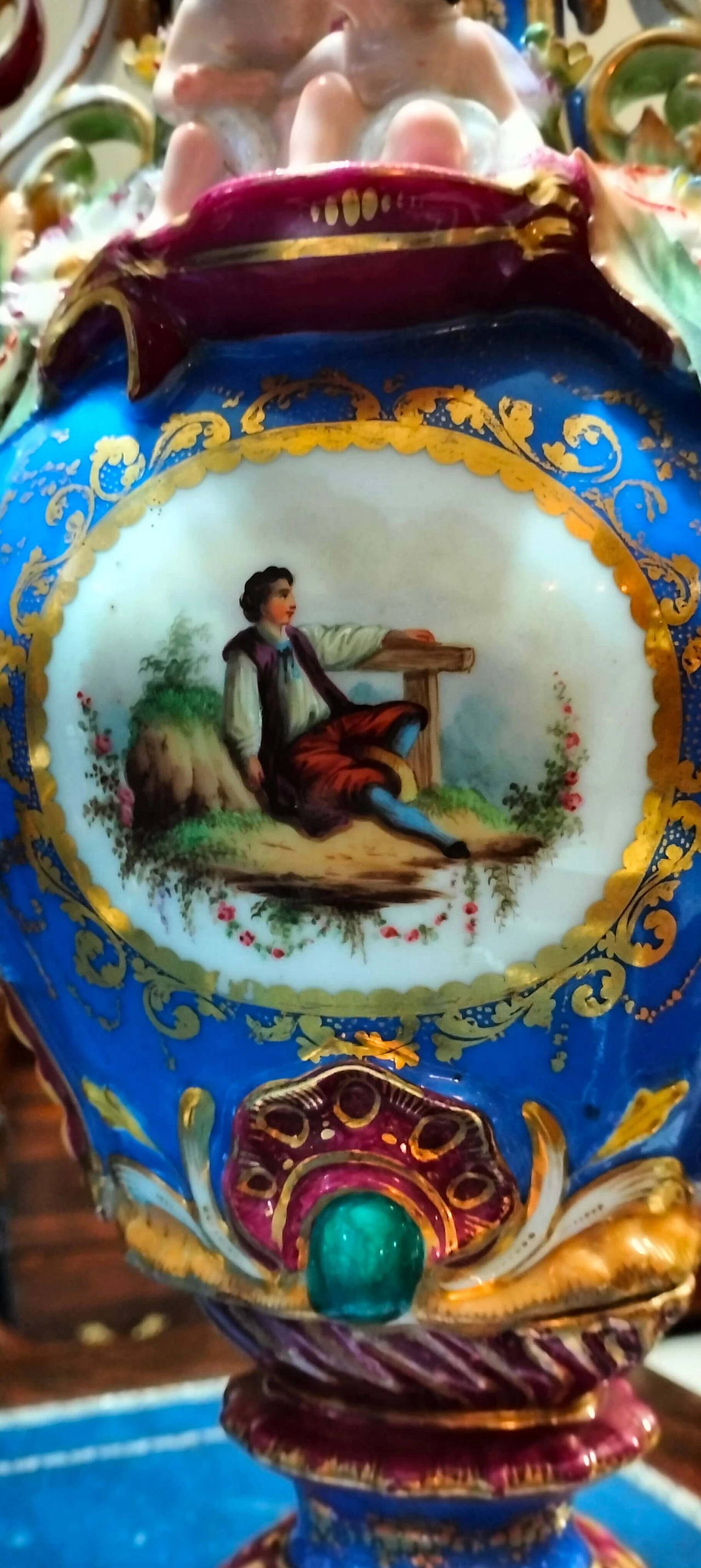 Coppia di vasi Luigi Filippo in porcellana dipinta, '800 6