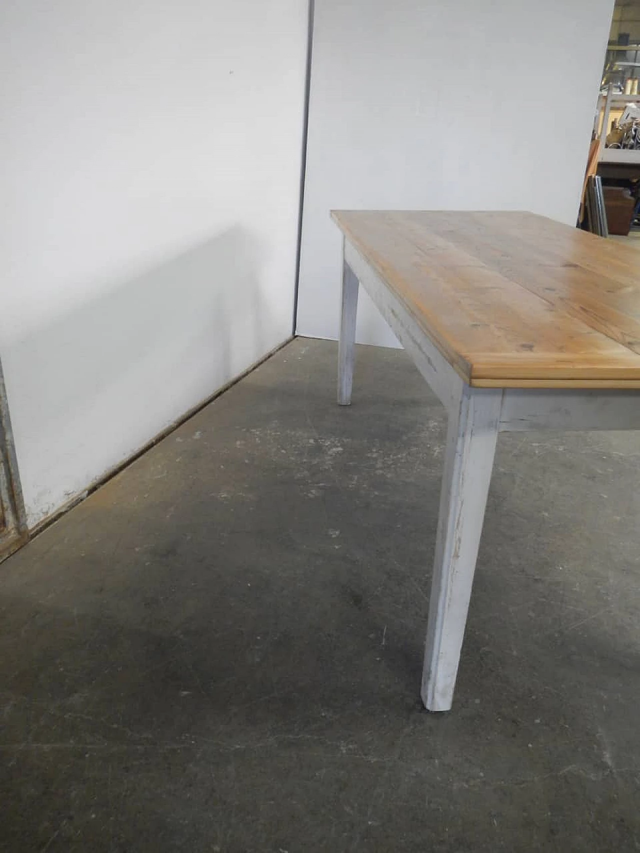 Larch and white varnished spruce table with drawer, 1970s 8