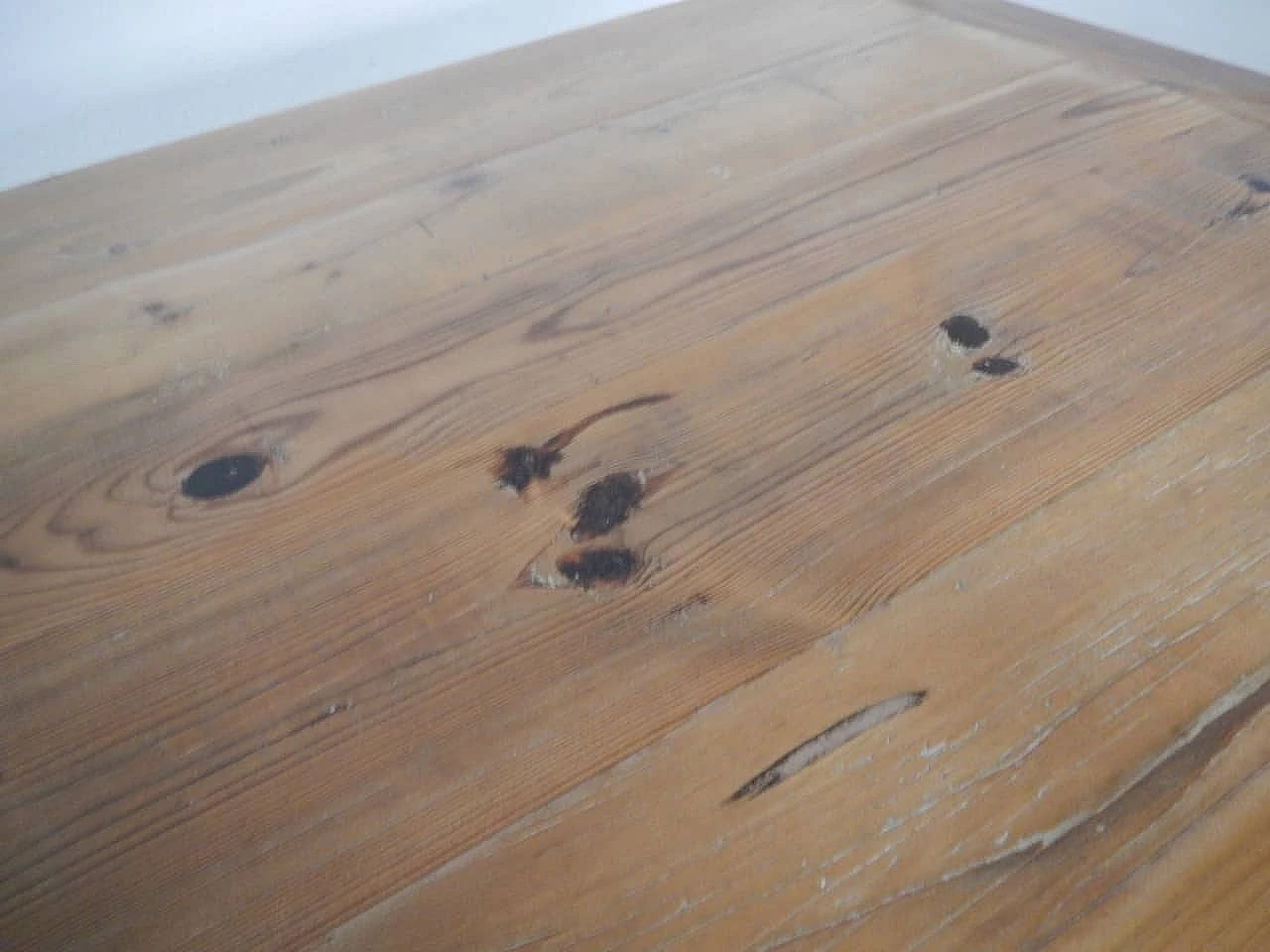 Larch and white varnished spruce table with drawer, 1970s 10