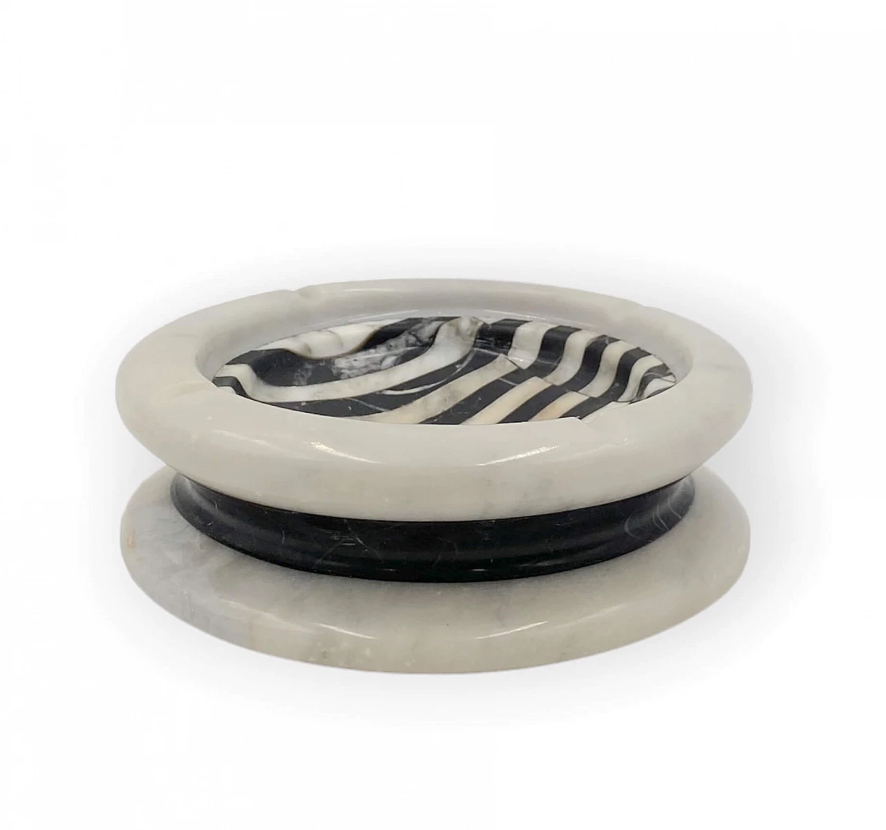 Black and white marble ashtray by Casigliani, 1970s 2