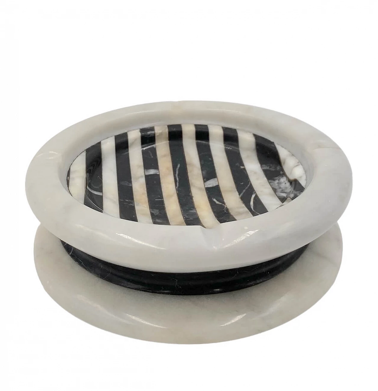 Black and white marble ashtray by Casigliani, 1970s 10