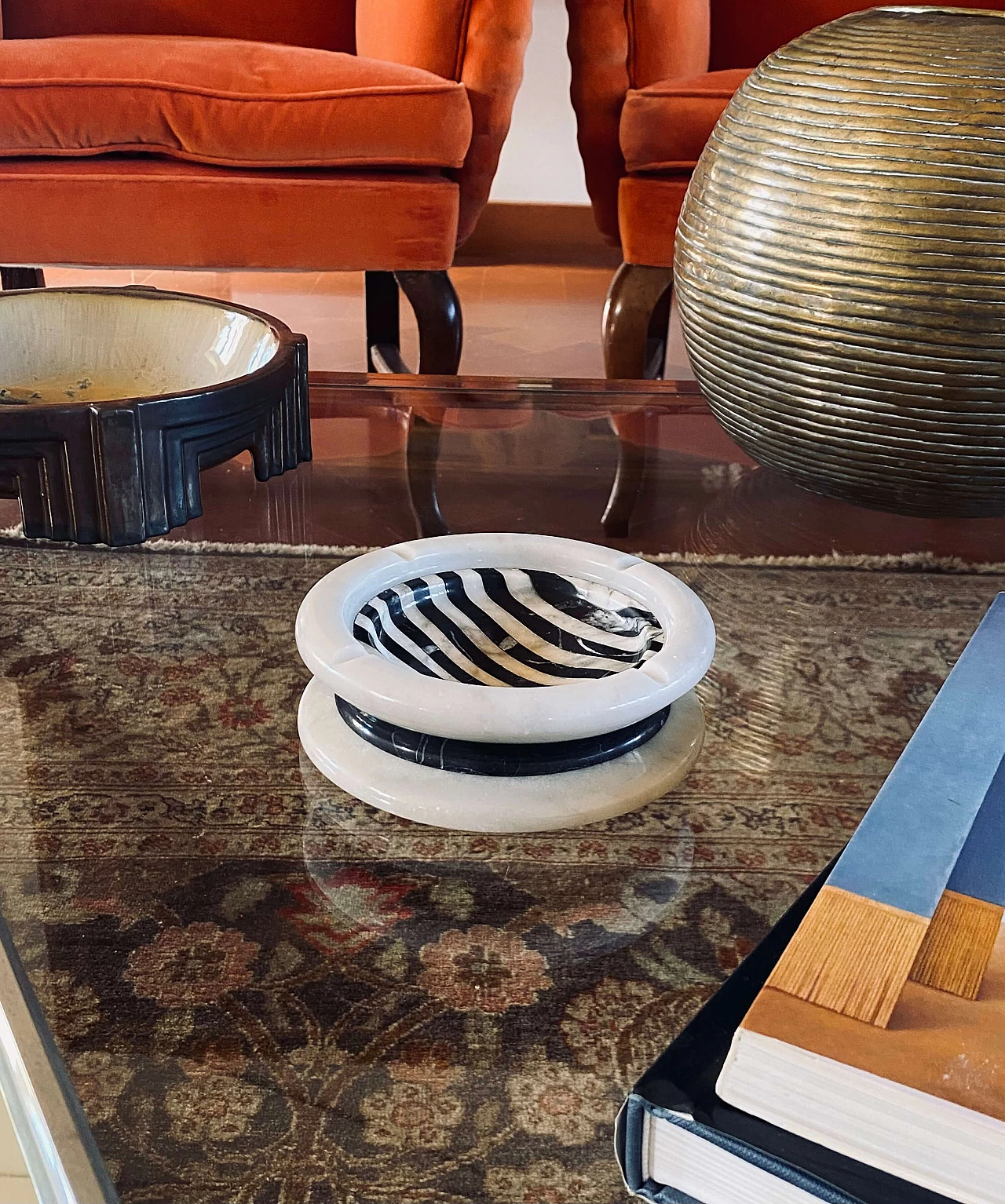 Black and white marble ashtray by Casigliani, 1970s 17