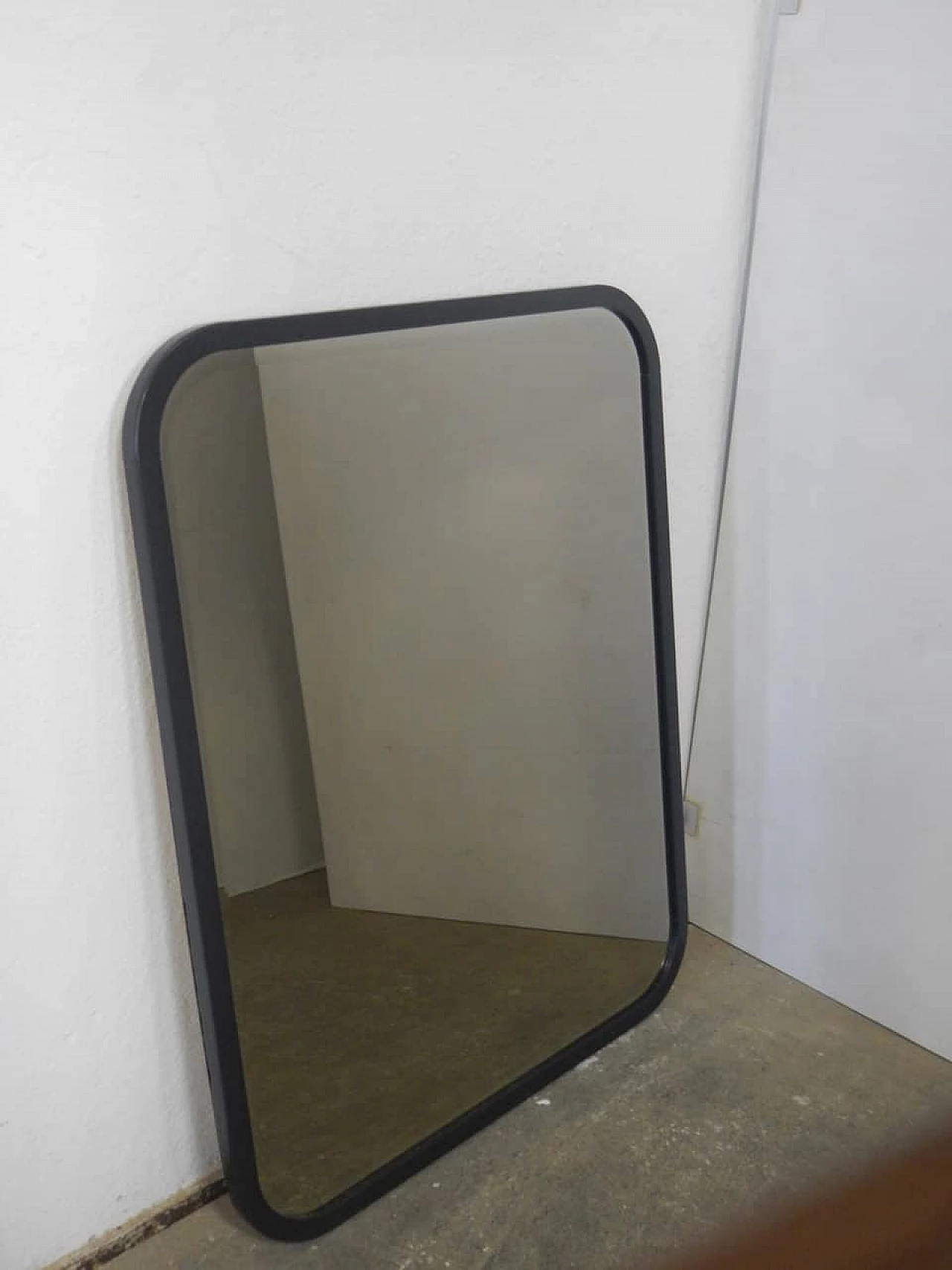Specchio con cornice in faggio verniciato nero, anni '70 2
