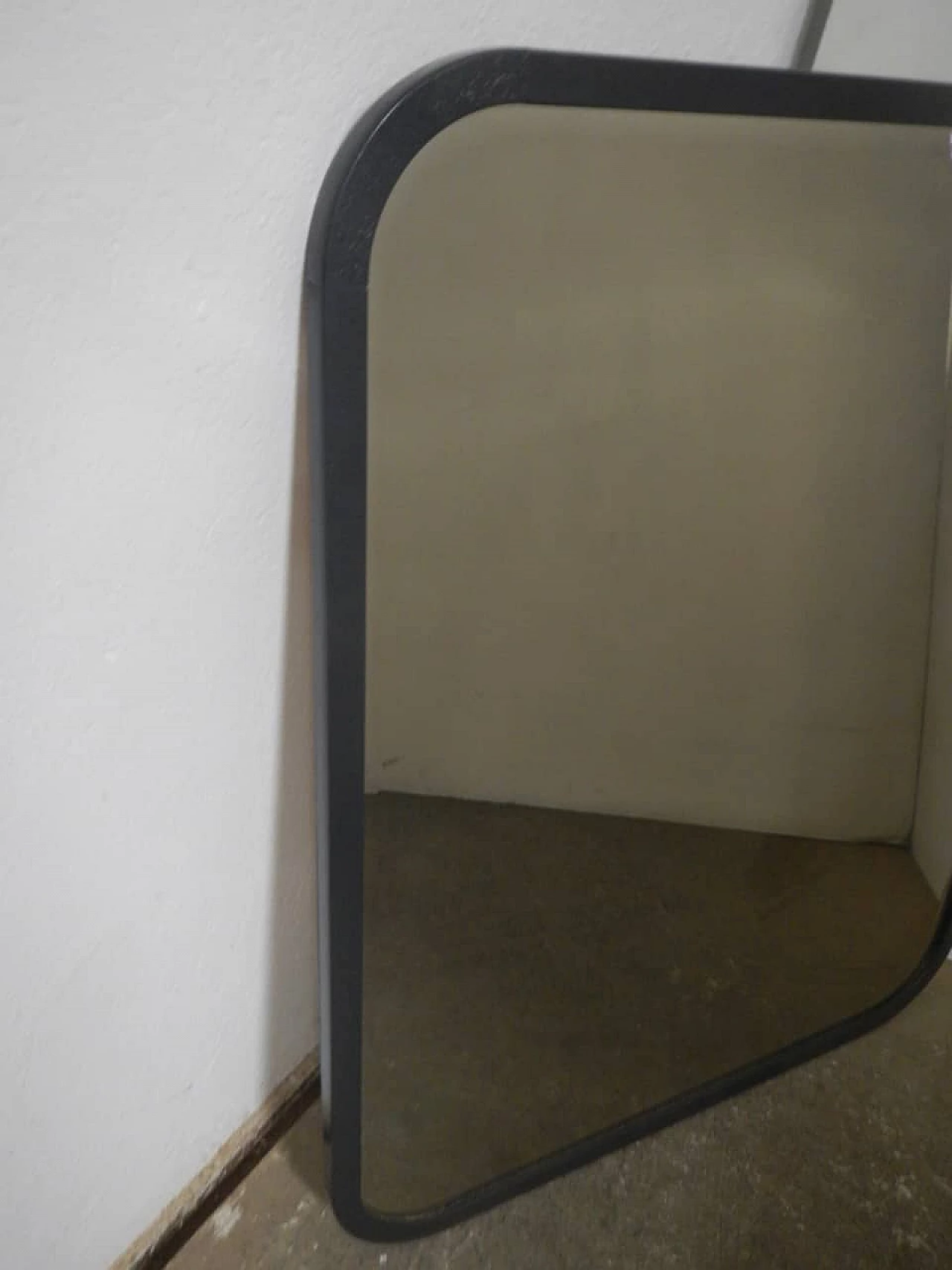 Specchio con cornice in faggio verniciato nero, anni '70 4