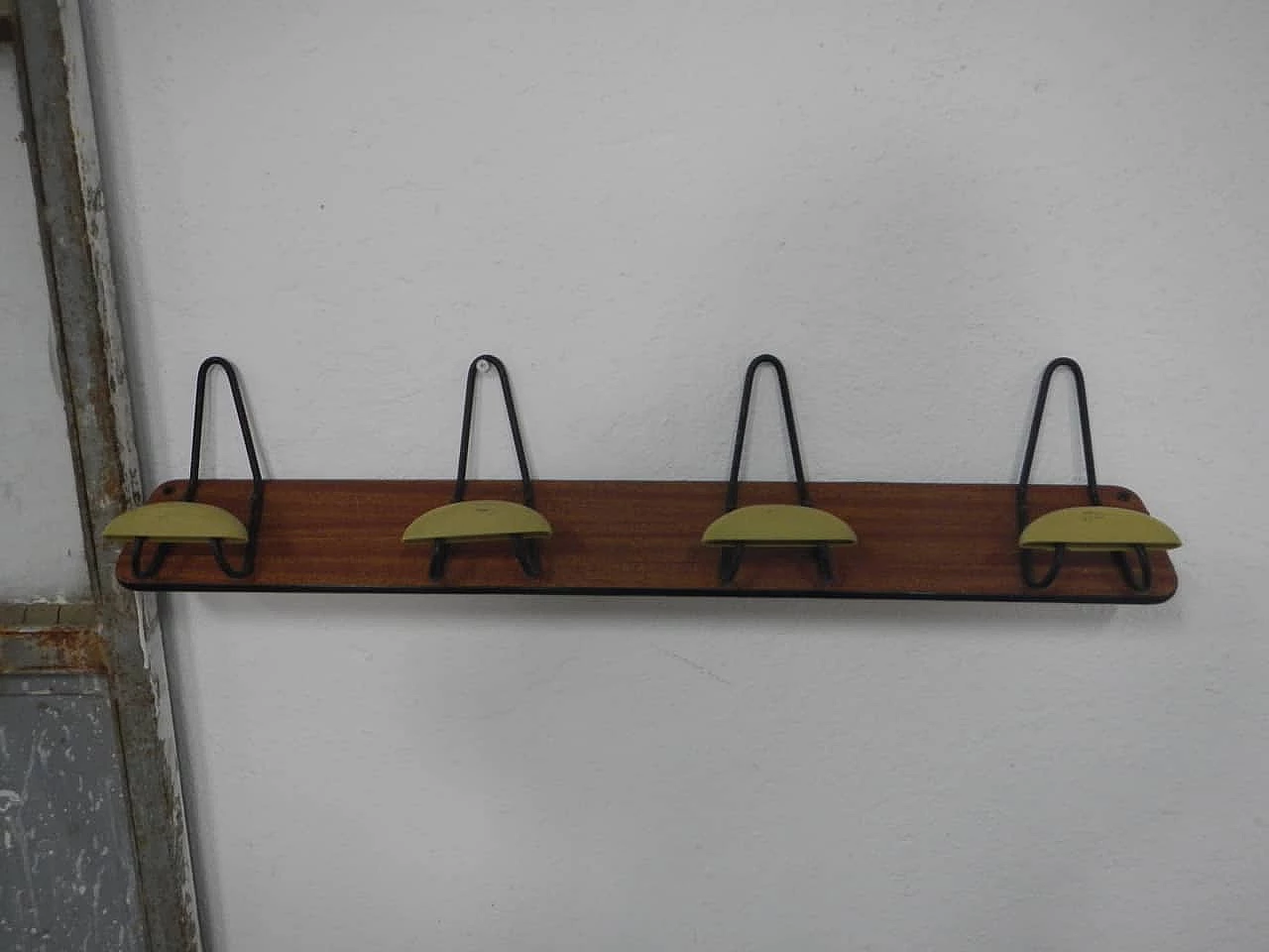 Compressed wood and formica wall coat rack, 1970s 1