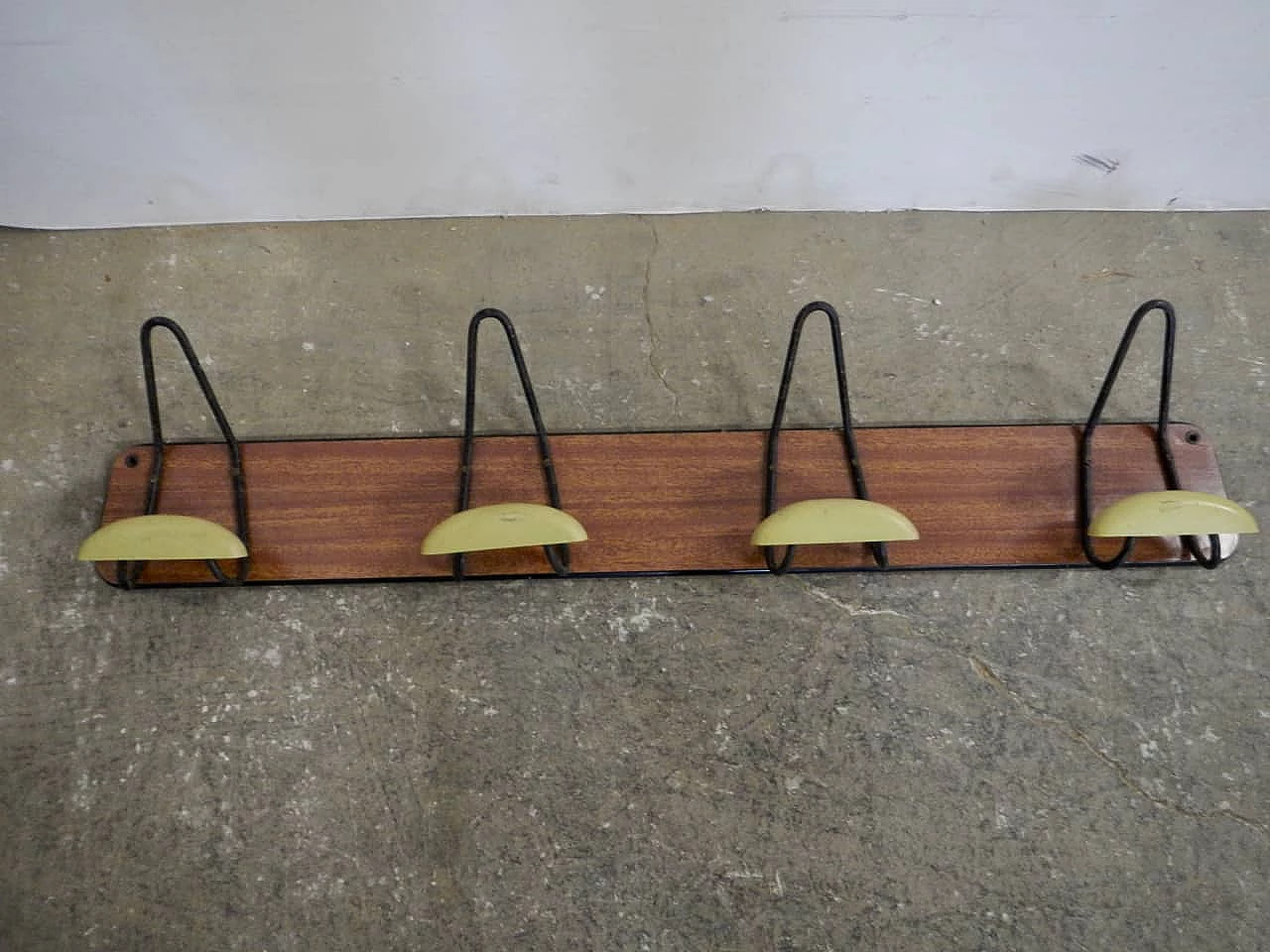 Compressed wood and formica wall coat rack, 1970s 2