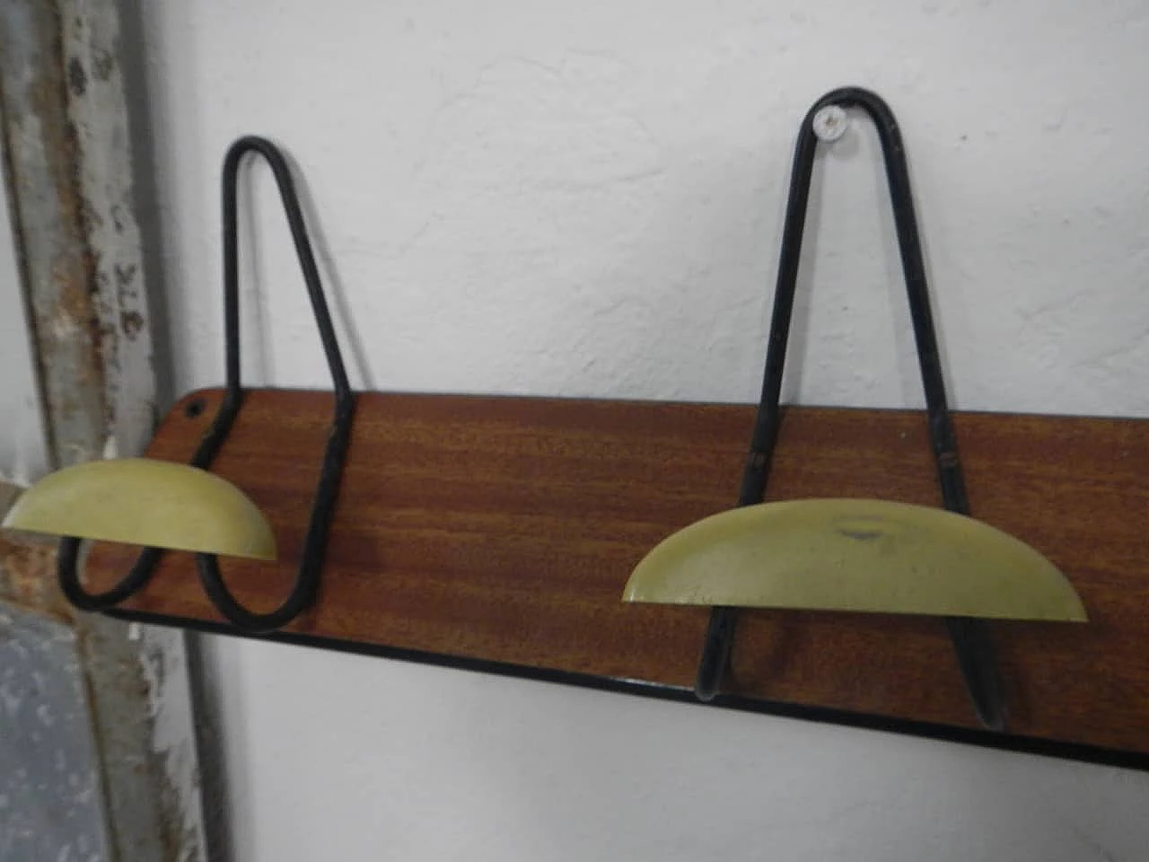 Compressed wood and formica wall coat rack, 1970s 5