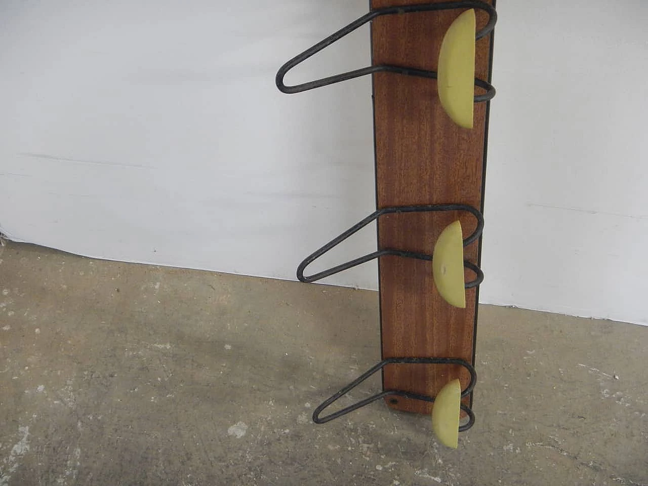 Compressed wood and formica wall coat rack, 1970s 7