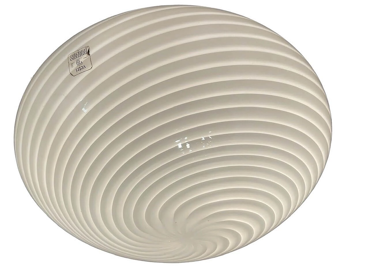 Plafoniera in vetro di Murano con spirale bianca di Venini, anni '70 1