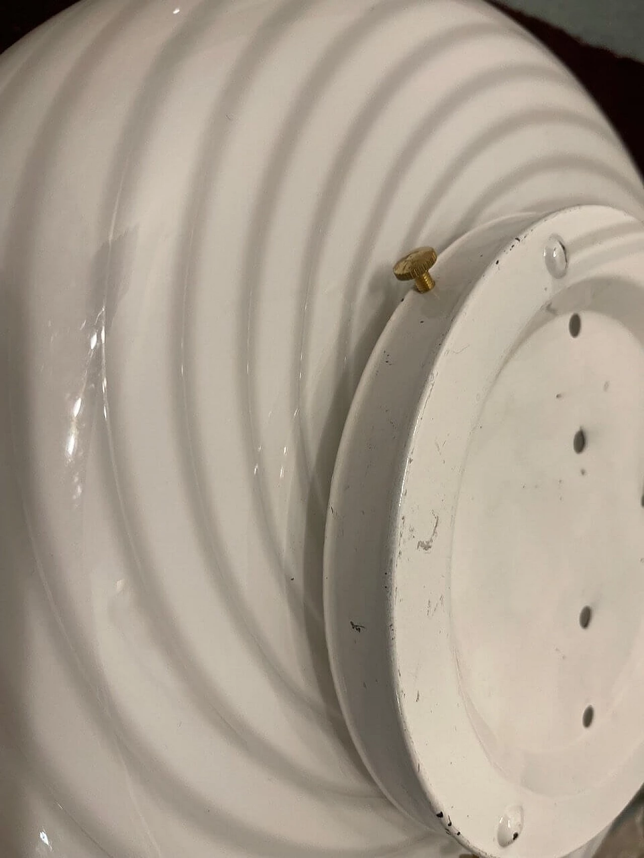 Plafoniera in vetro di Murano con spirale bianca di Venini, anni '70 2