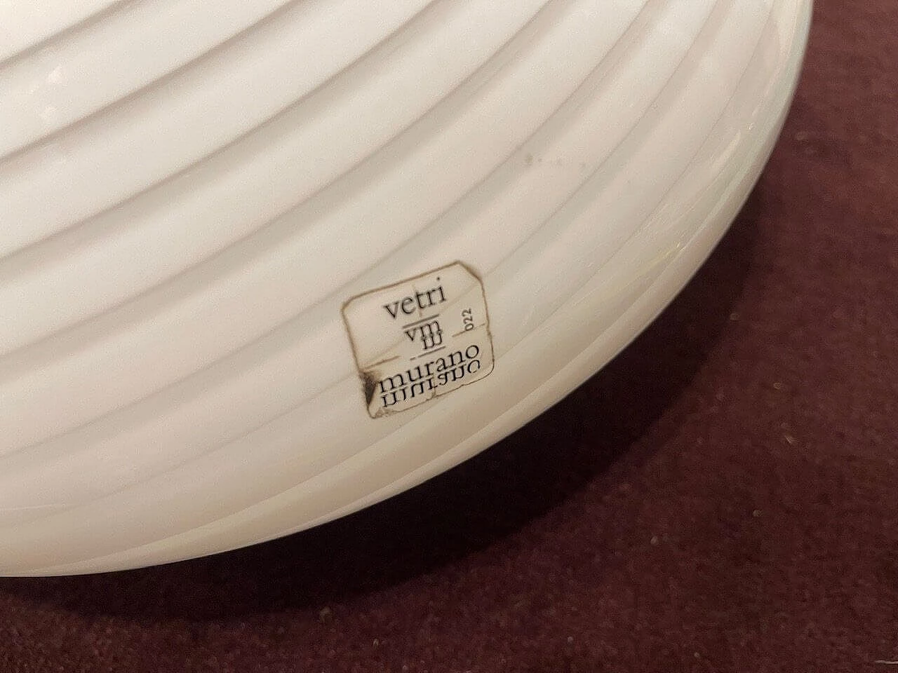 Plafoniera in vetro di Murano con spirale bianca di Venini, anni '70 7