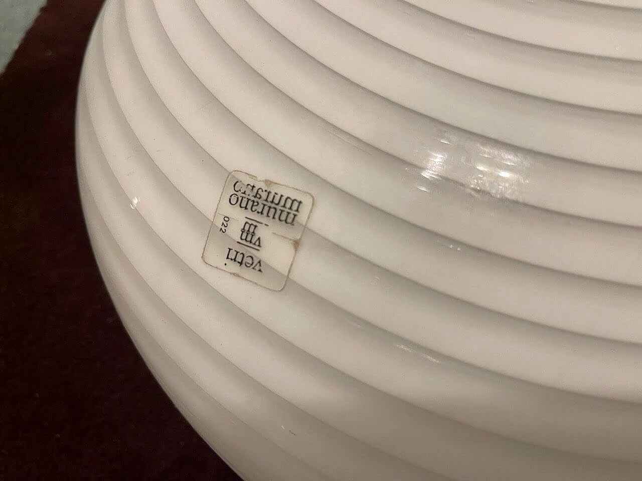 Plafoniera in vetro di Murano con spirale bianca di Venini, anni '70 8