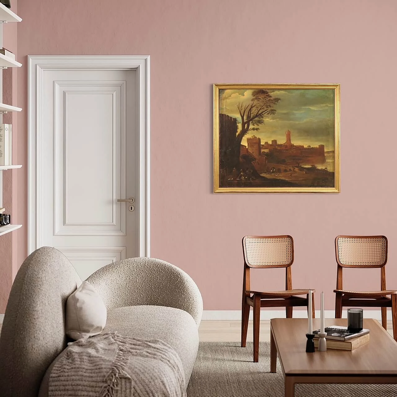 Landscape with towers, oil painting on canvas, 17th century 1456583