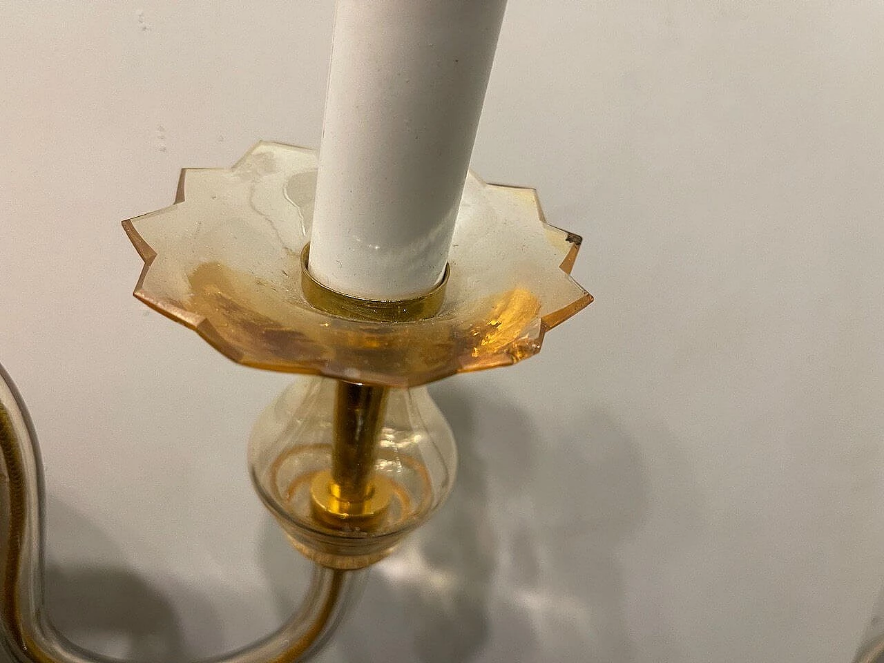 Pair of blown glass wall lights by De Majo, 1950s 6