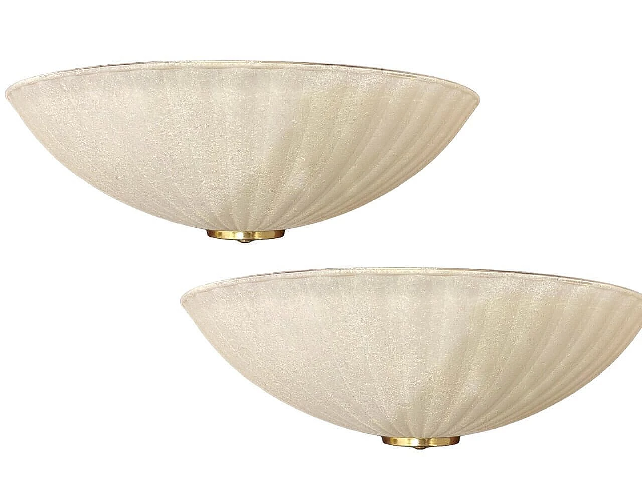 Pair of glass wall lights with gilded detail by Zonca, 1980s 1