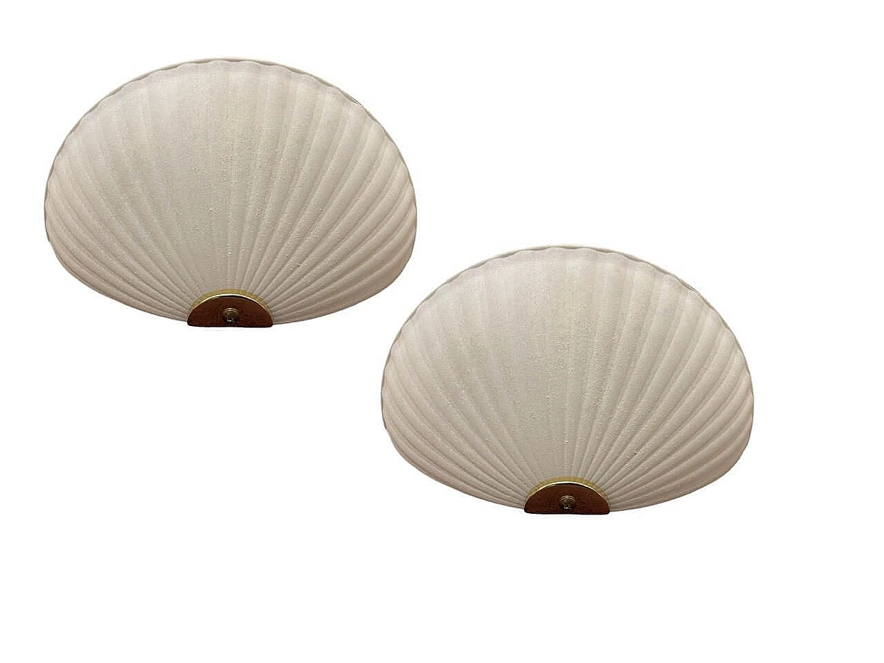 Pair of glass wall lights with gilded detail by Zonca, 1980s 9