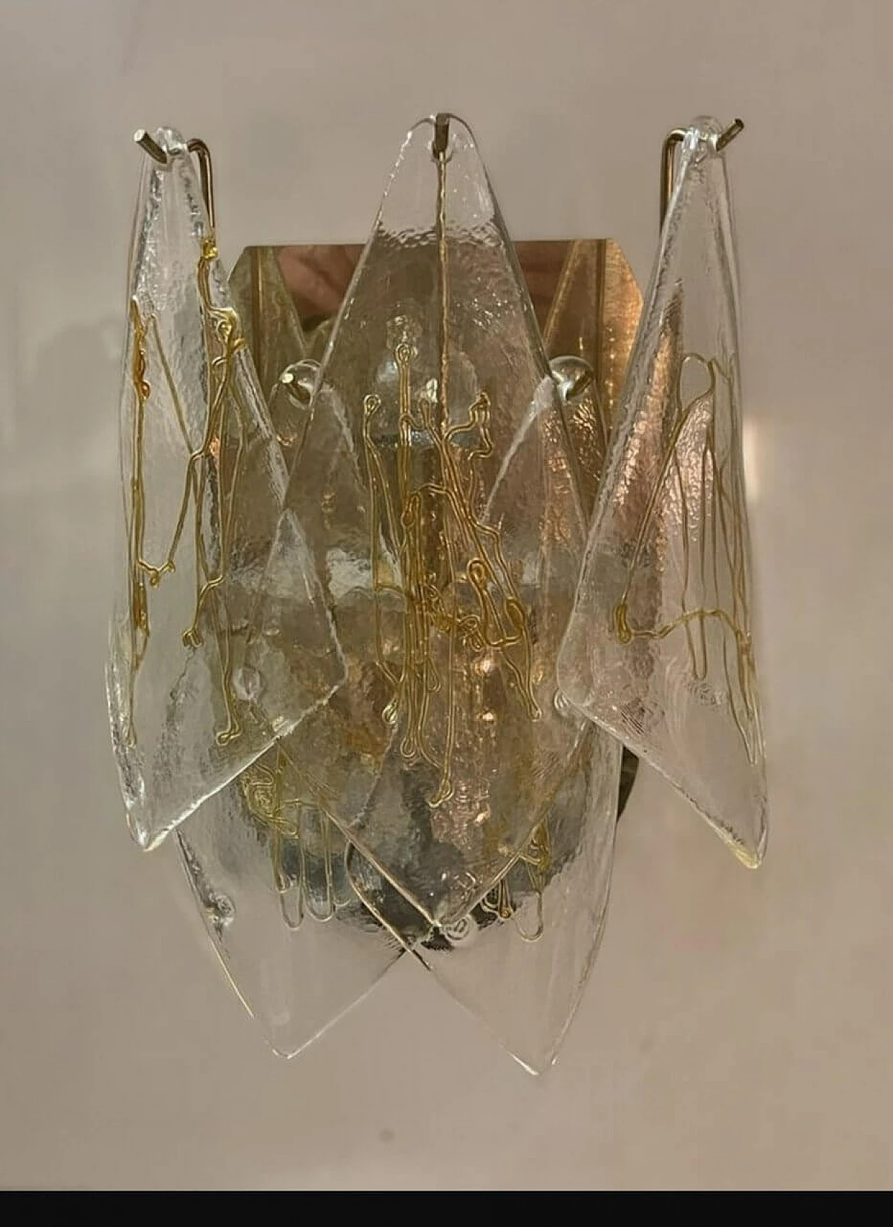 Pair of Murano glass and brass wall lights by La Murrina, 1980s 2