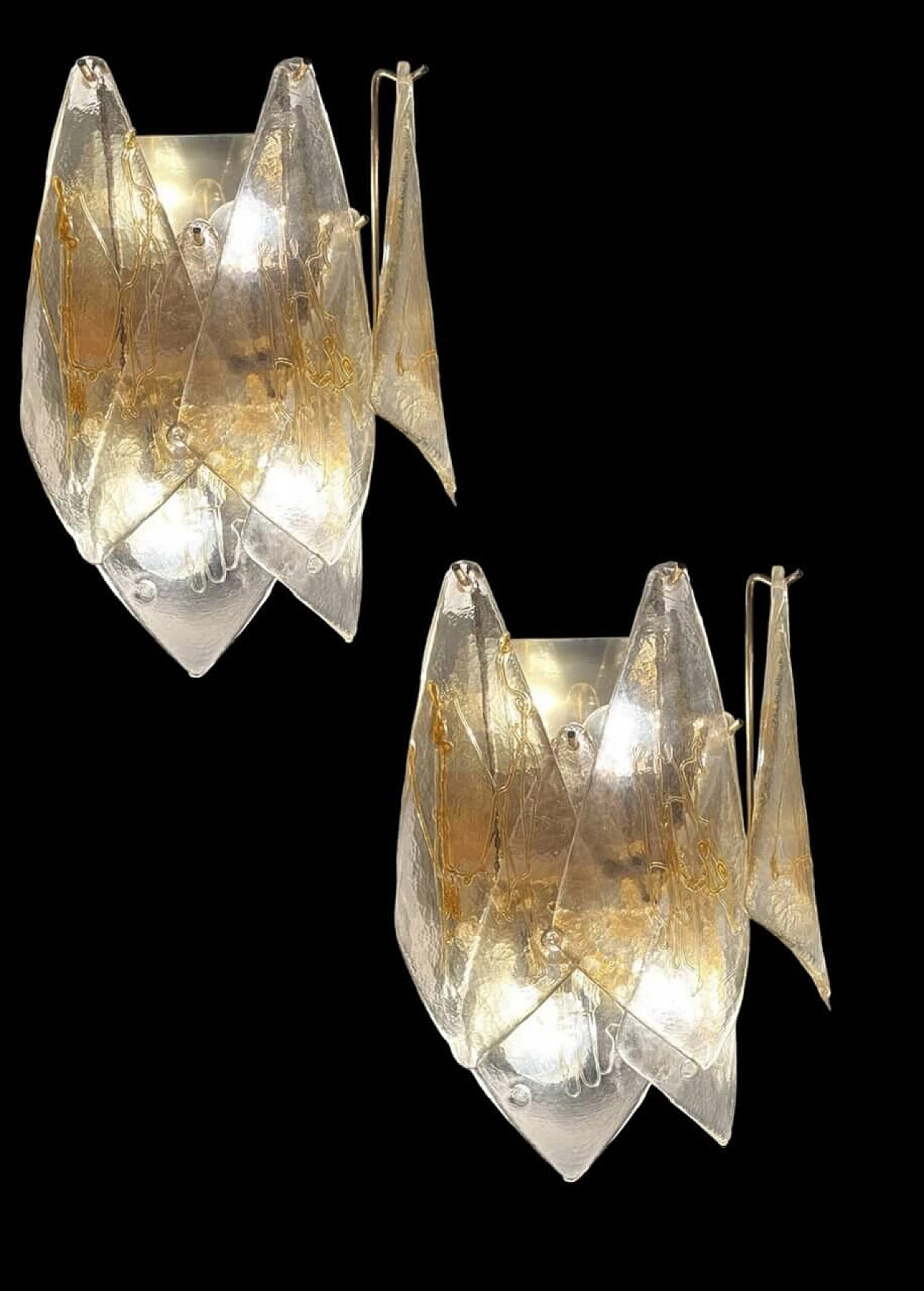 Pair of Murano glass and brass wall lights by La Murrina, 1980s 5