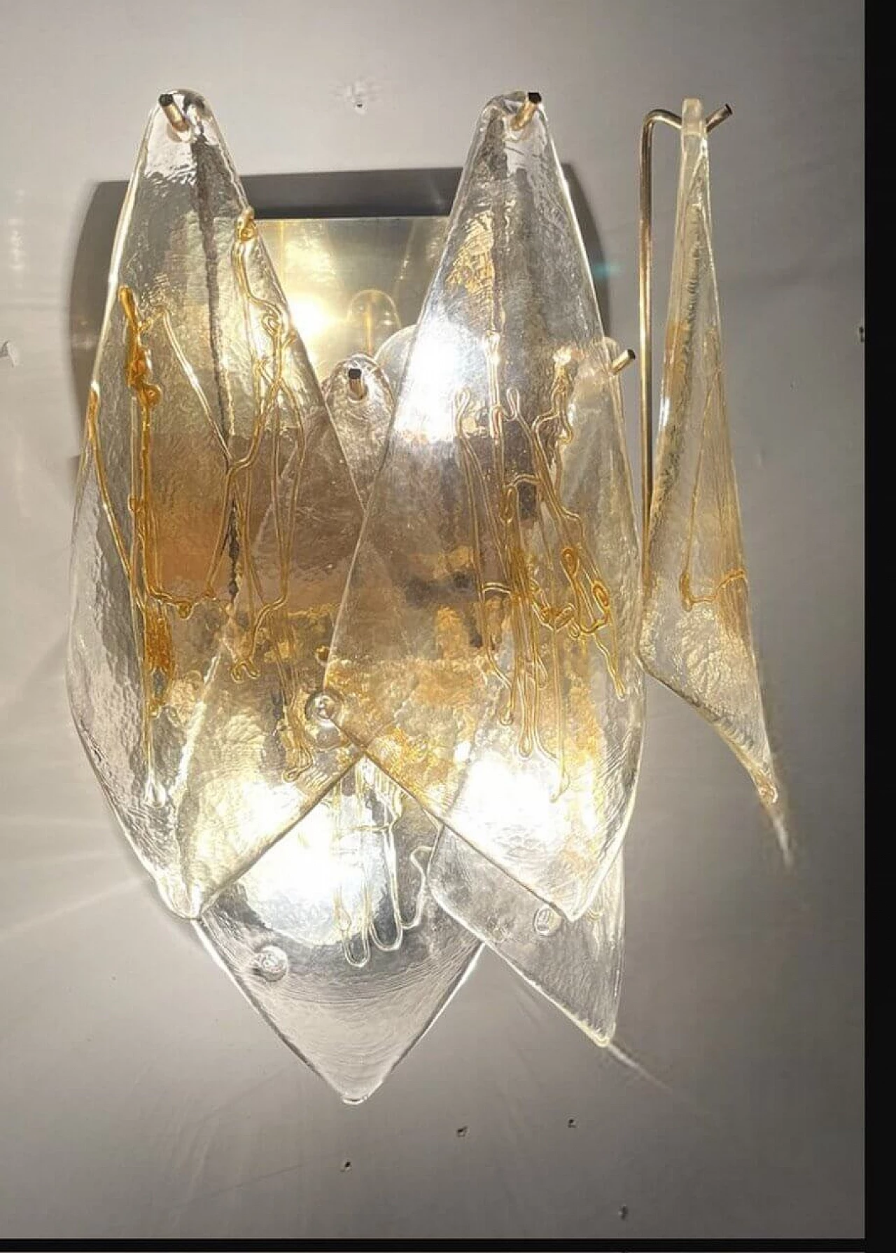 Pair of Murano glass and brass wall lights by La Murrina, 1980s 8