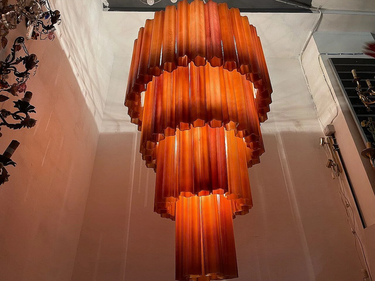 Glass Tronchi chandelier, 1980s 2