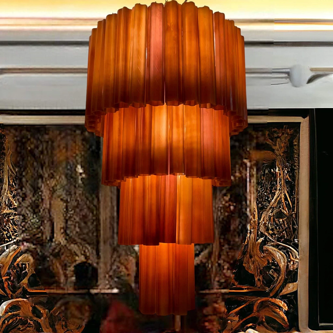 Glass Tronchi chandelier, 1980s 3