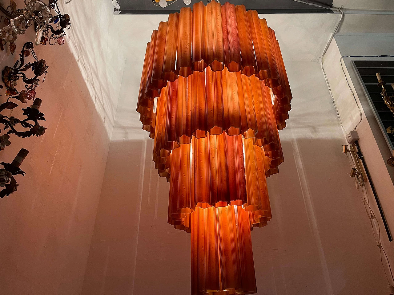 Glass Tronchi chandelier, 1980s 11