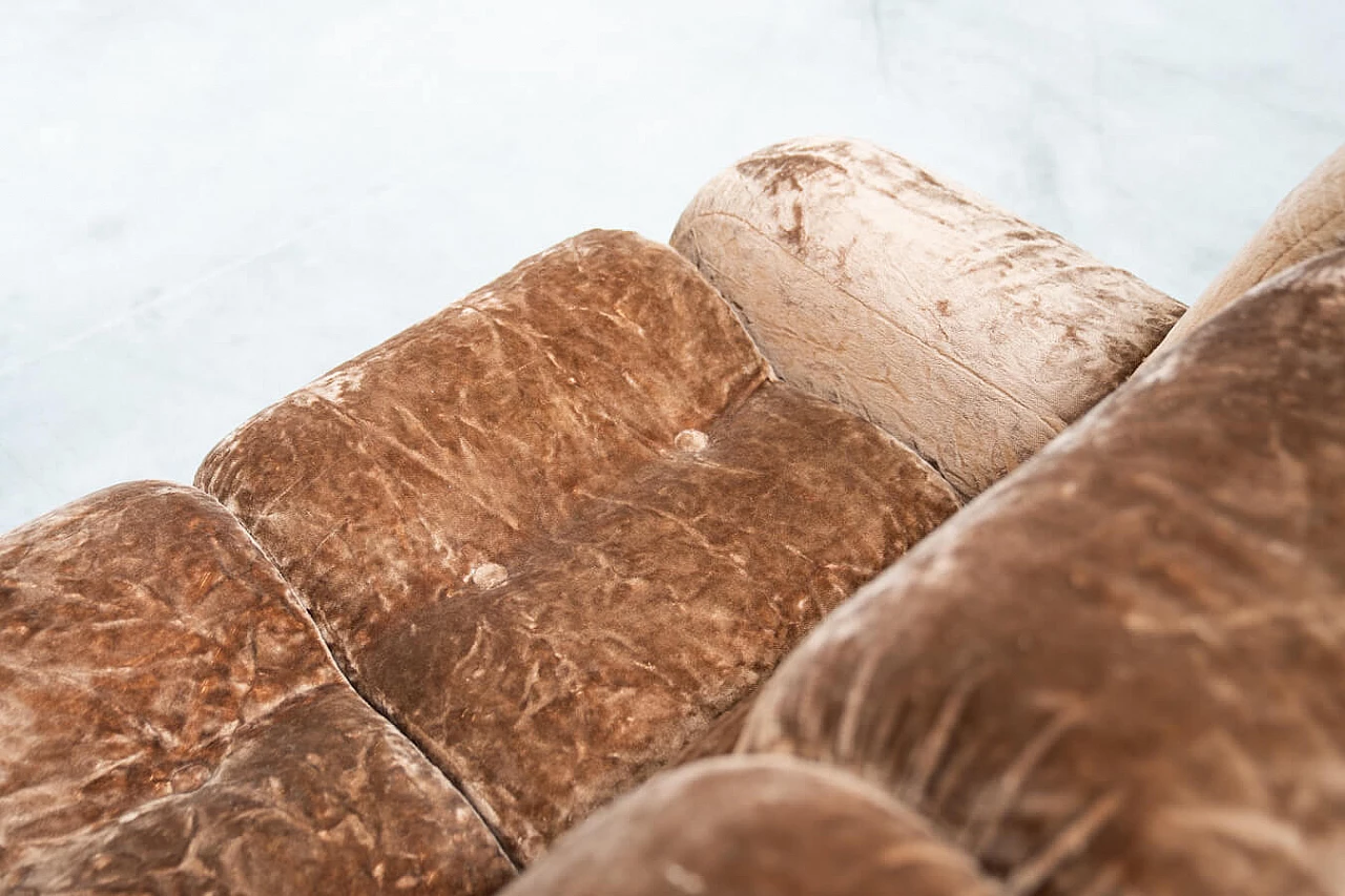 Beige chenille sofa and pair of armchairs, 1970s 12