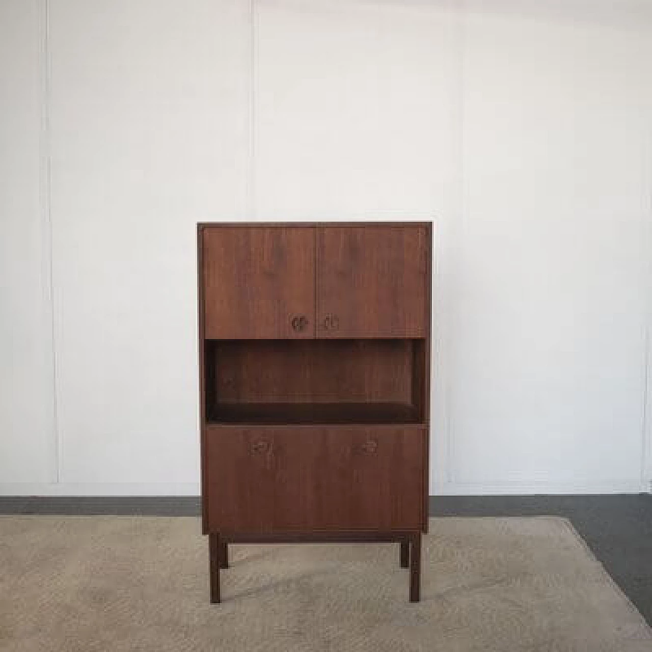 Credenza in legno di noce con mobiletti contenitori di Peter Hvidt, anni '60 1