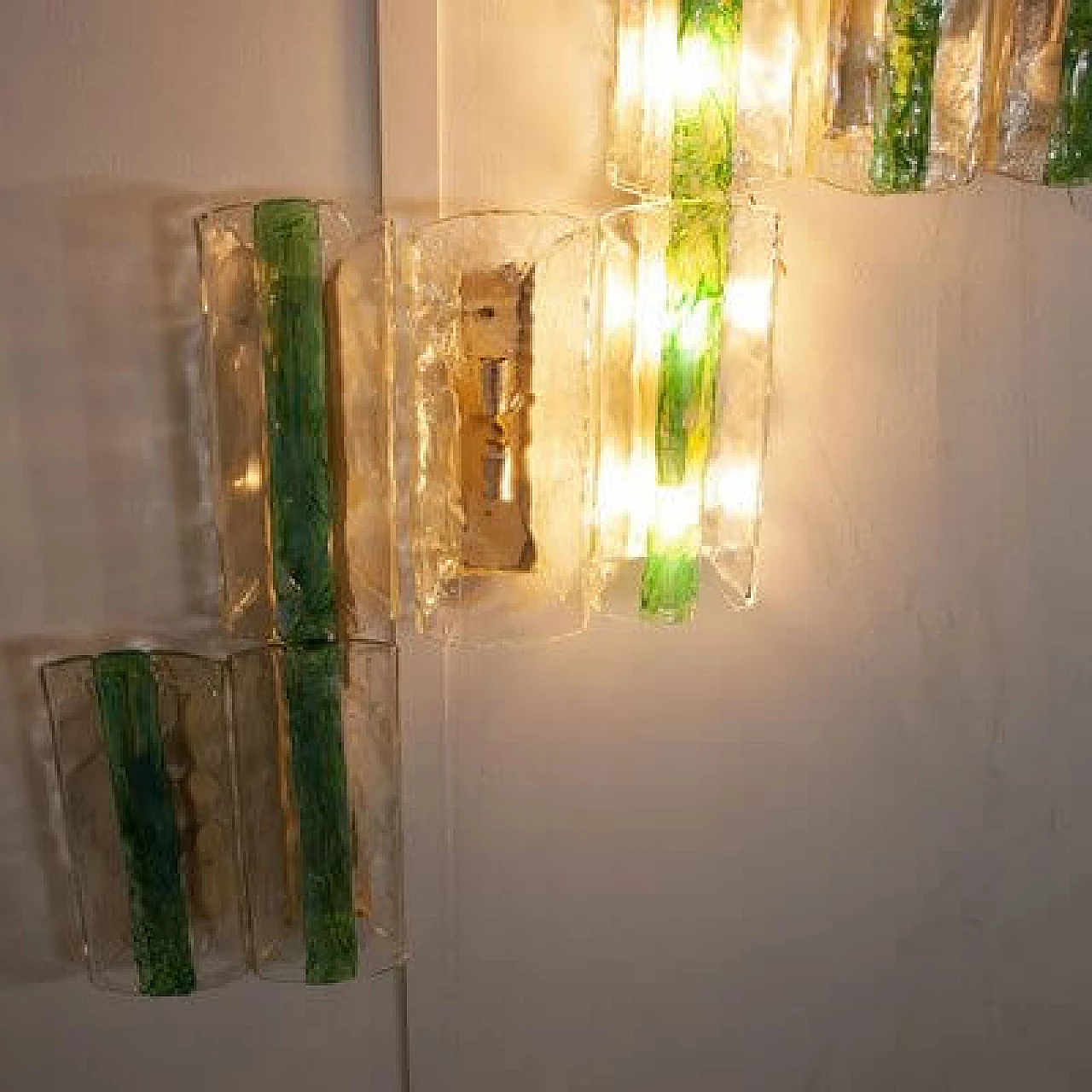 13 Emerald green wall lamps by Carlo Nason for Mazzega, 1960s 4