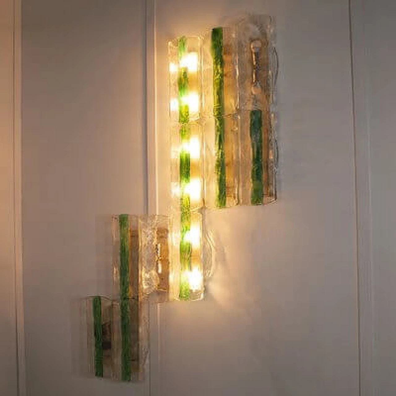 13 Emerald green wall lamps by Carlo Nason for Mazzega, 1960s 6