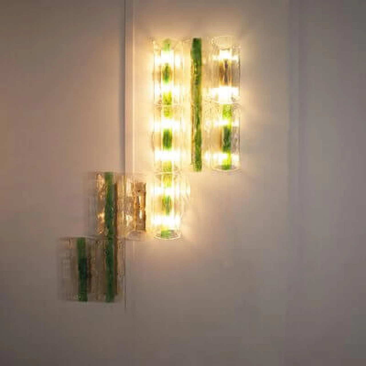 13 Emerald green wall lamps by Carlo Nason for Mazzega, 1960s 13
