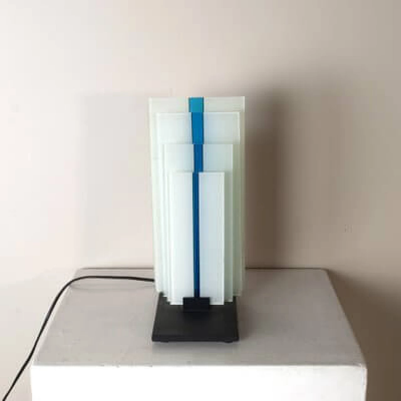 Satin-finished glass table lamp, 1980s 5