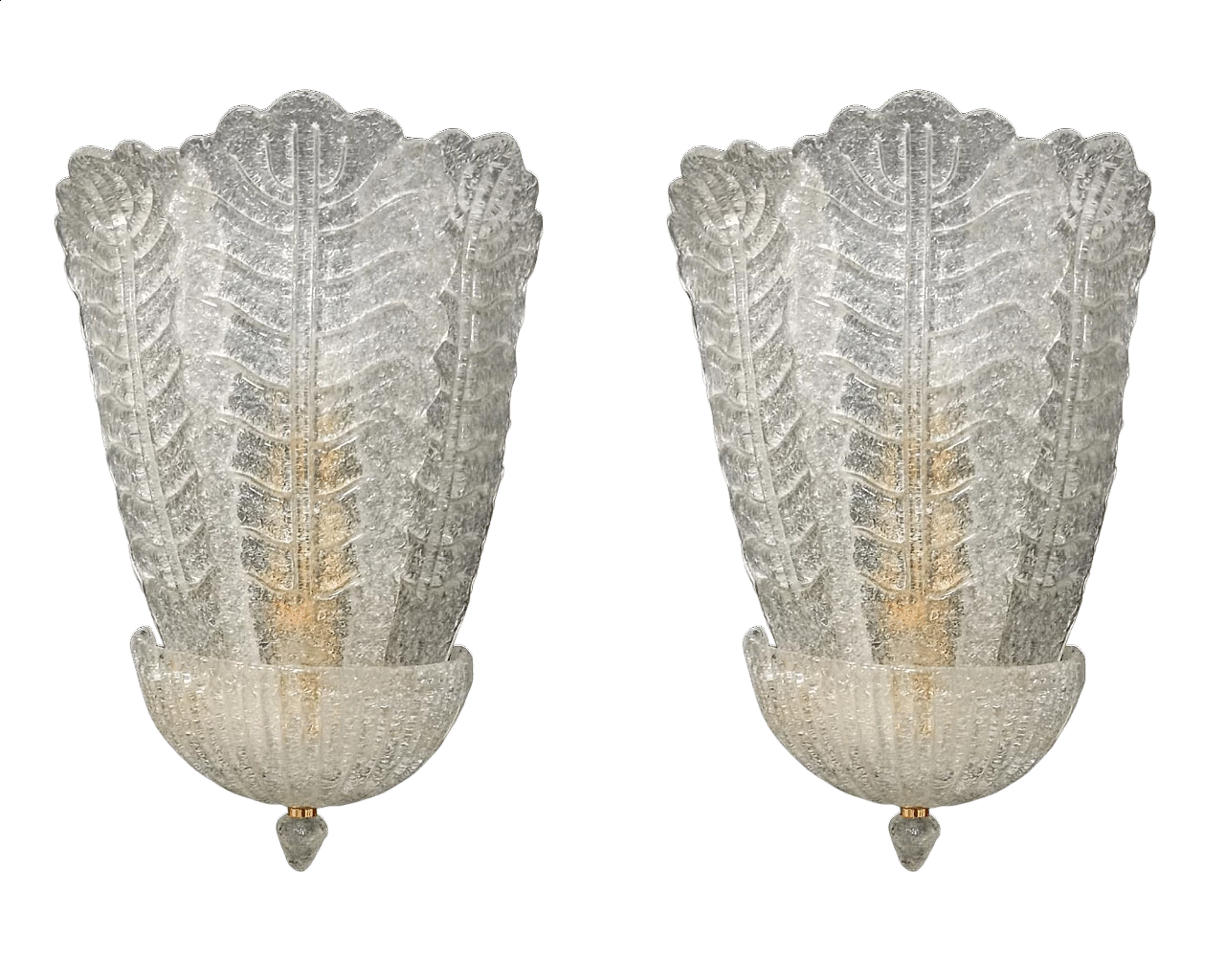 Coppia di lampade da parete in vetro di Murano, anni '80 11