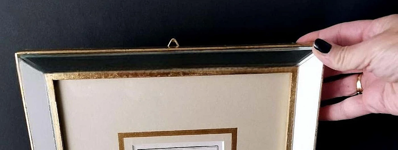 Stampa olandese incisa raffigurante lo stemma dei duchi di Mirandola con cornice specchiata, '600 13