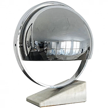 Space Age marble and metal revolving table lamp, 1960s