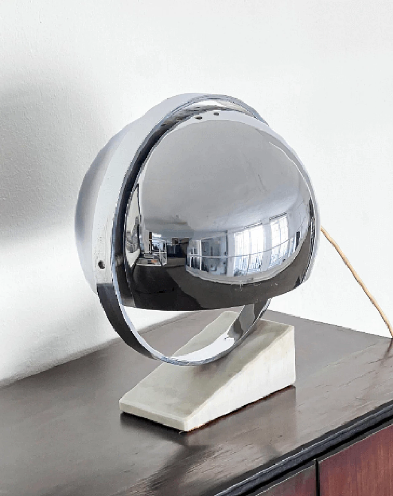 Space Age marble and metal revolving table lamp, 1960s 3