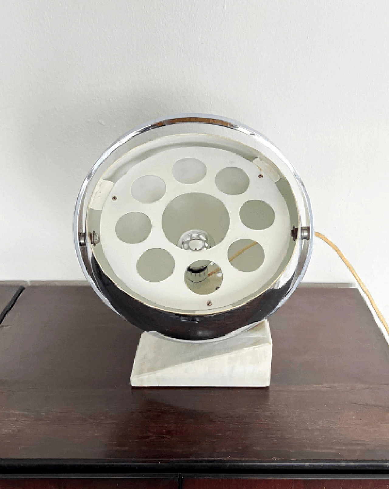 Space Age marble and metal revolving table lamp, 1960s 5