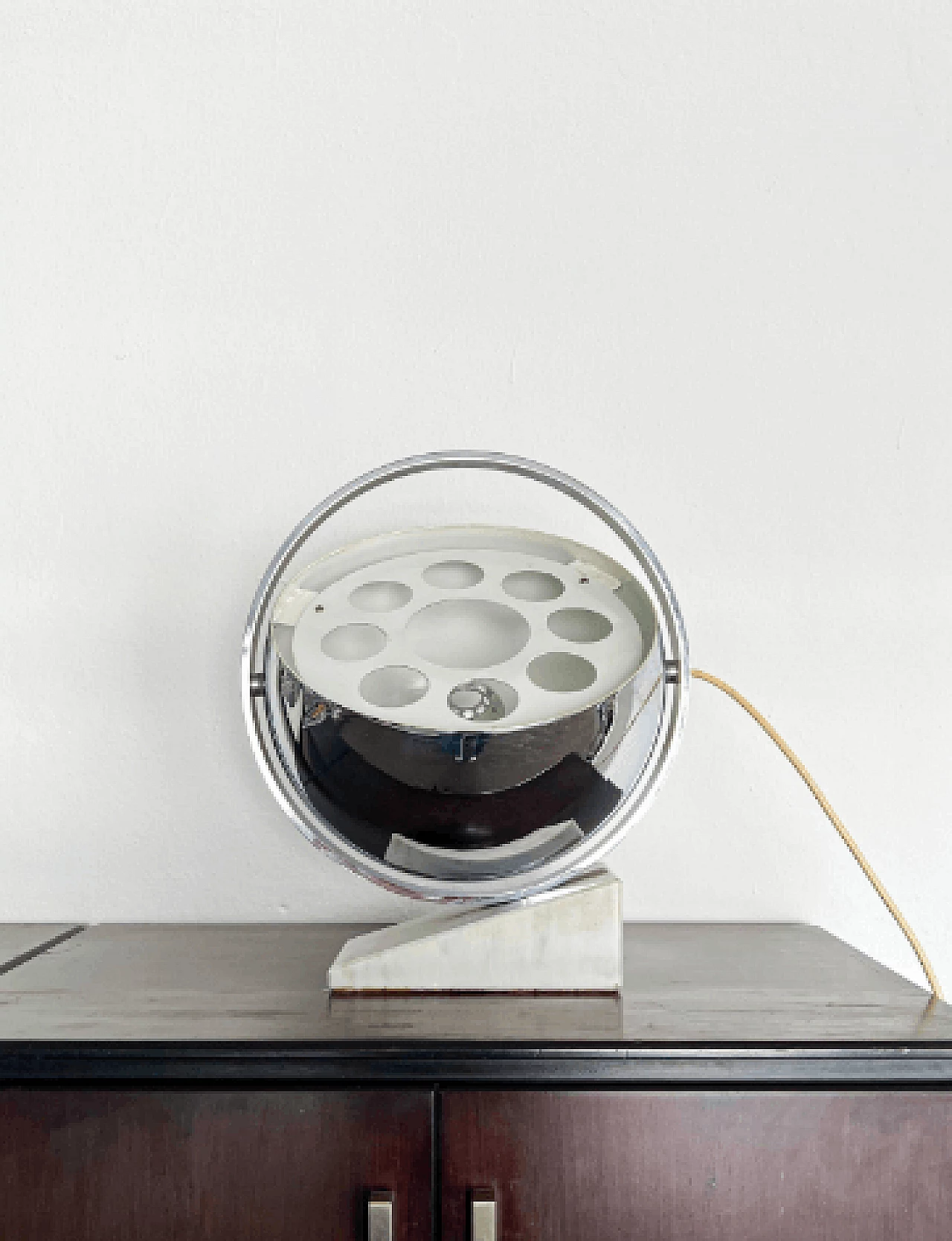 Space Age marble and metal revolving table lamp, 1960s 6