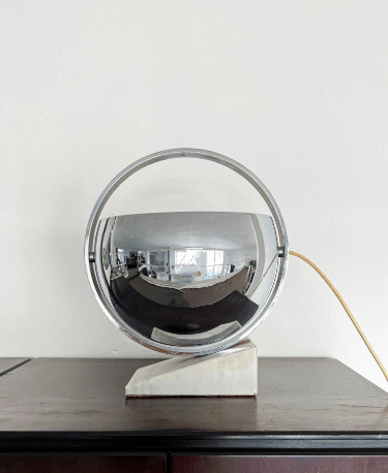 Space Age marble and metal revolving table lamp, 1960s 7