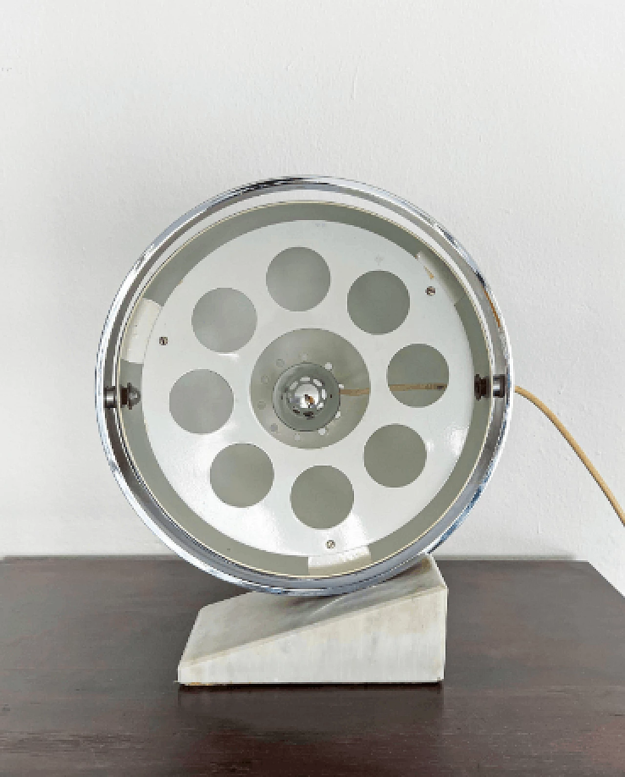 Space Age marble and metal revolving table lamp, 1960s 9