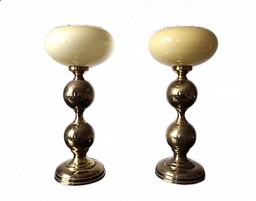 Coppia di lampade da tavolo in ottone, anni '70