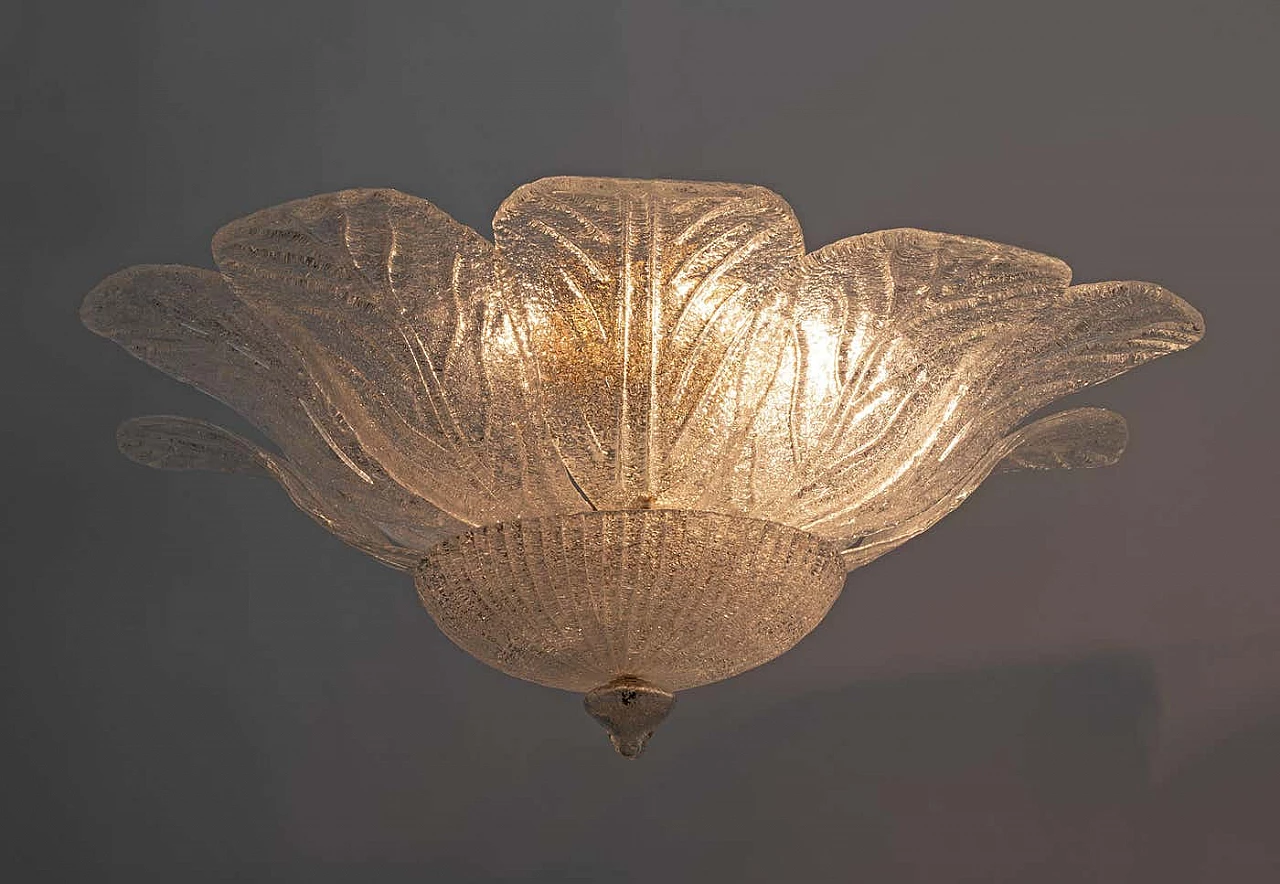Brass and Murano glass ceiling lamp attributed to Barovier & Toso, 1970s 3