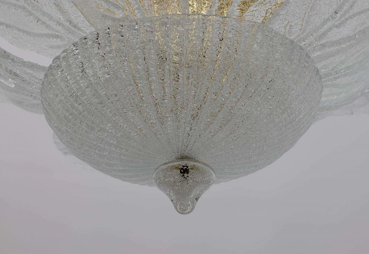 Brass and Murano glass ceiling lamp attributed to Barovier & Toso, 1970s 5