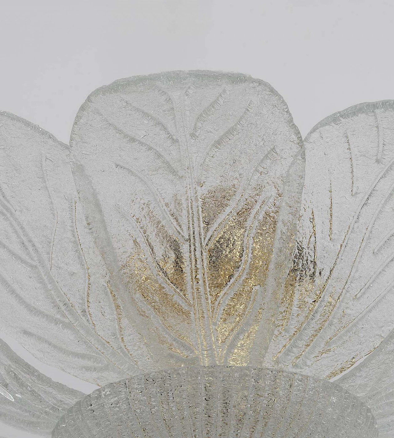 Brass and Murano glass ceiling lamp attributed to Barovier & Toso, 1970s 6